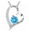 Birthday Aquamarine Swarovski Necklace Sterling