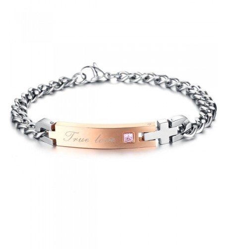 KONOV Zirconia Stainless Couples Bracelet