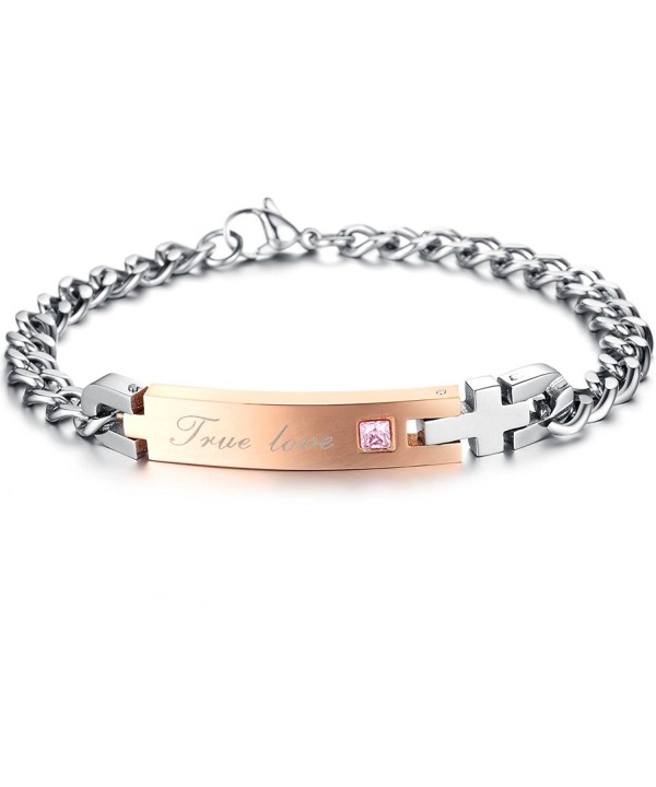 KONOV Zirconia Stainless Couples Bracelet