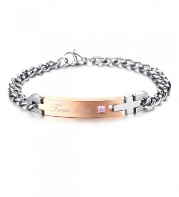 KONOV Zirconia Stainless Couples Bracelet