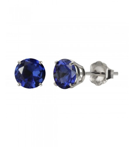 White Created Sapphire 4 Prong Earrings