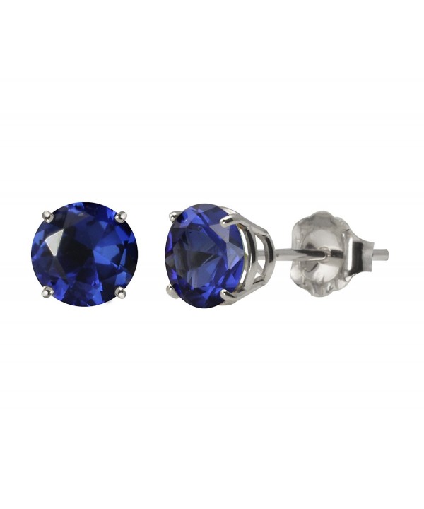 White Created Sapphire 4 Prong Earrings