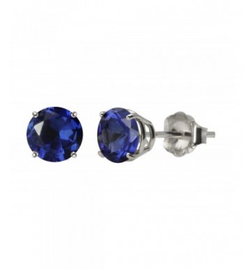 White Created Sapphire 4 Prong Earrings