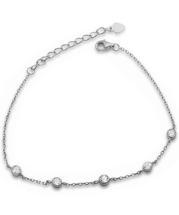 Sterling Silver Bezel Zirconia Bracelet