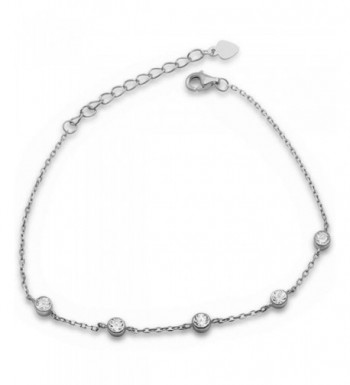 Sterling Silver Bezel Zirconia Bracelet