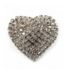 Clear Diamante Heart Brooch Silver
