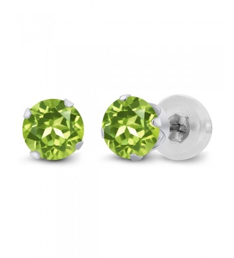 1 00 Round Peridot White Earrings