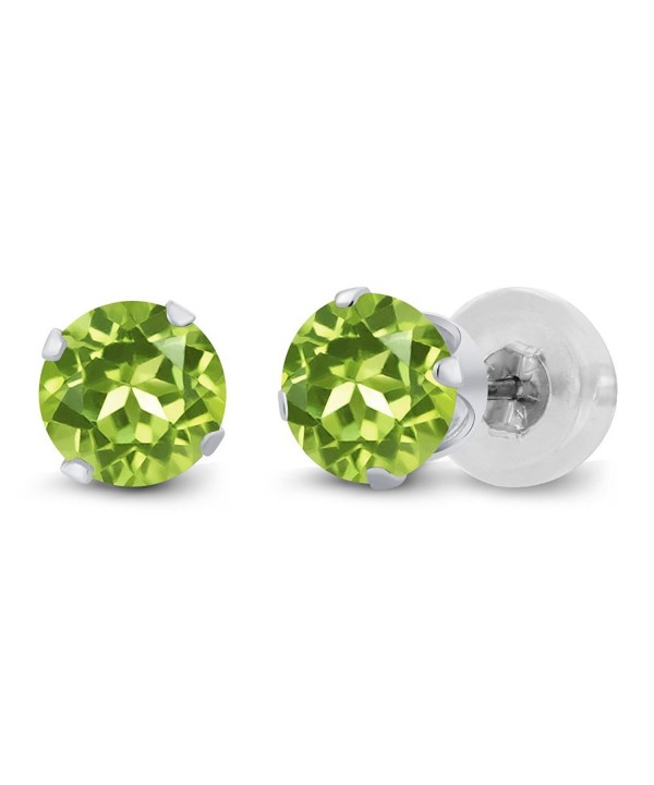 1 00 Round Peridot White Earrings