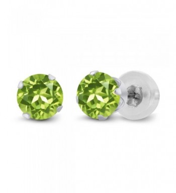 1 00 Round Peridot White Earrings