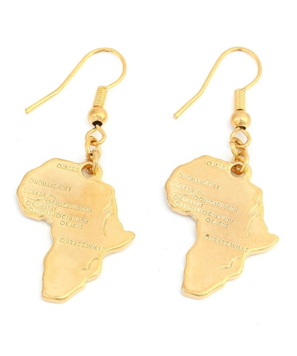 Gold Plated Africa Continent Earring