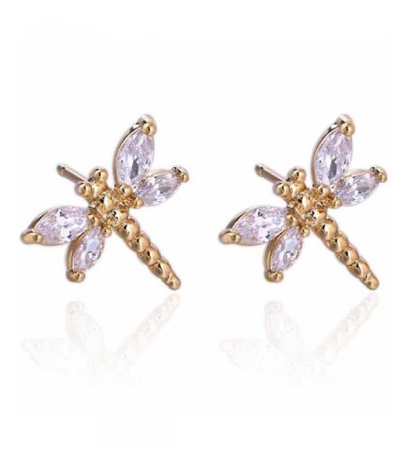 YAZILIND Filled Zirconia Dragonfly Earrings