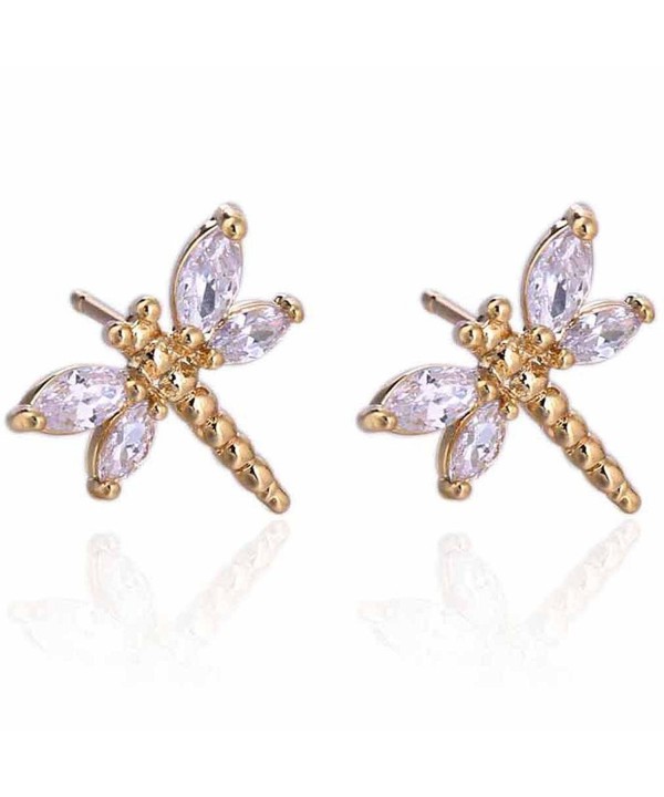 YAZILIND Filled Zirconia Dragonfly Earrings