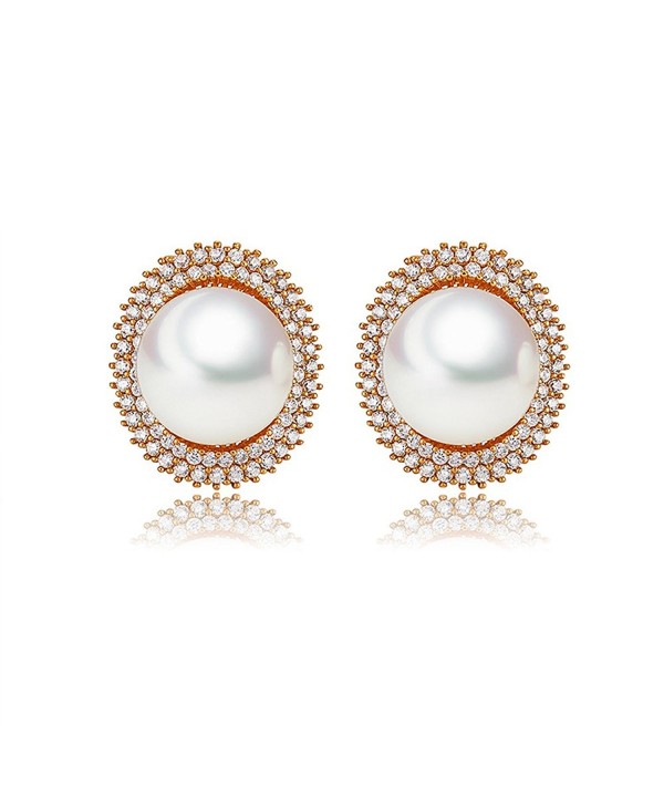 Rose Gold Plated Pearl Earrings