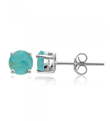 Sterling Simulated Turquoise Prong Set Earrings