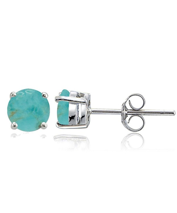 Sterling Simulated Turquoise Prong Set Earrings