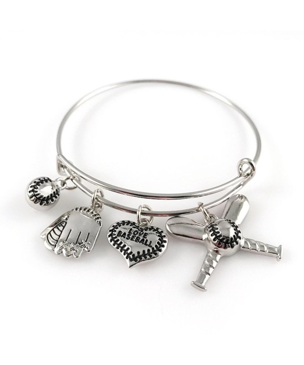 Baseball Bangle Bracelet Adjustable Jewelry