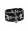 Leather Bracelet Rhinestone Cross Beading