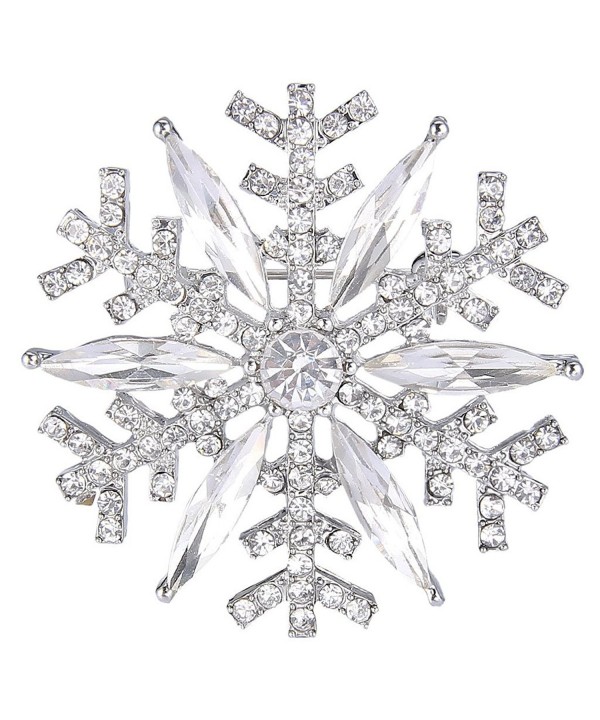 EVER FAITH Silver Tone Austrian Snowflake