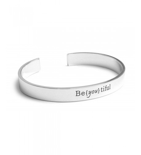 Inspirational Silver Cuff Bracelet Motivational