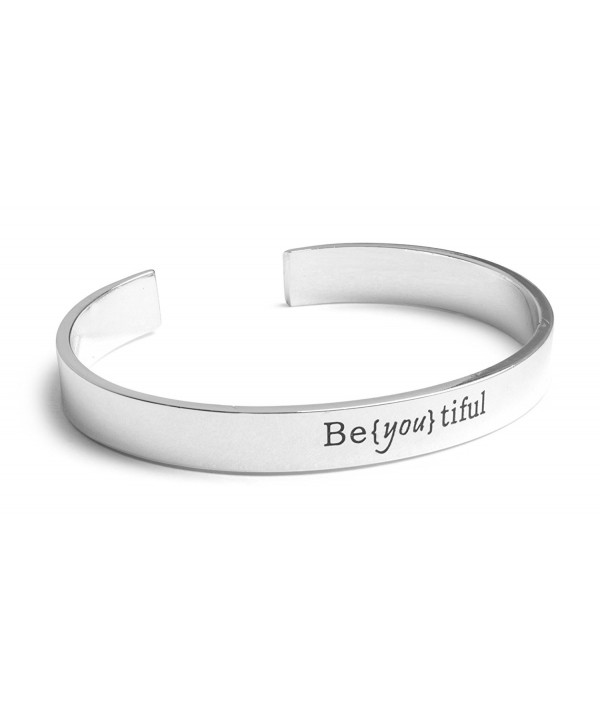 Inspirational Silver Cuff Bracelet Motivational