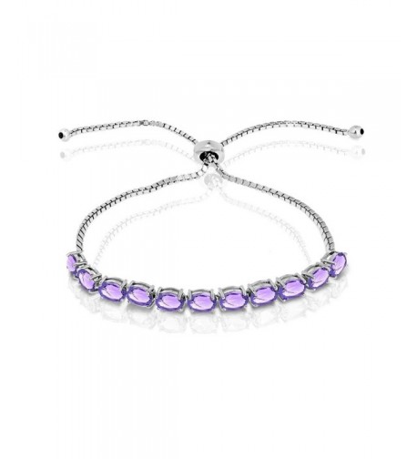 Sterling Amethyst Oval cut Adjustable Bracelet