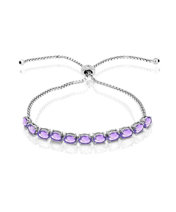 Sterling Amethyst Oval cut Adjustable Bracelet