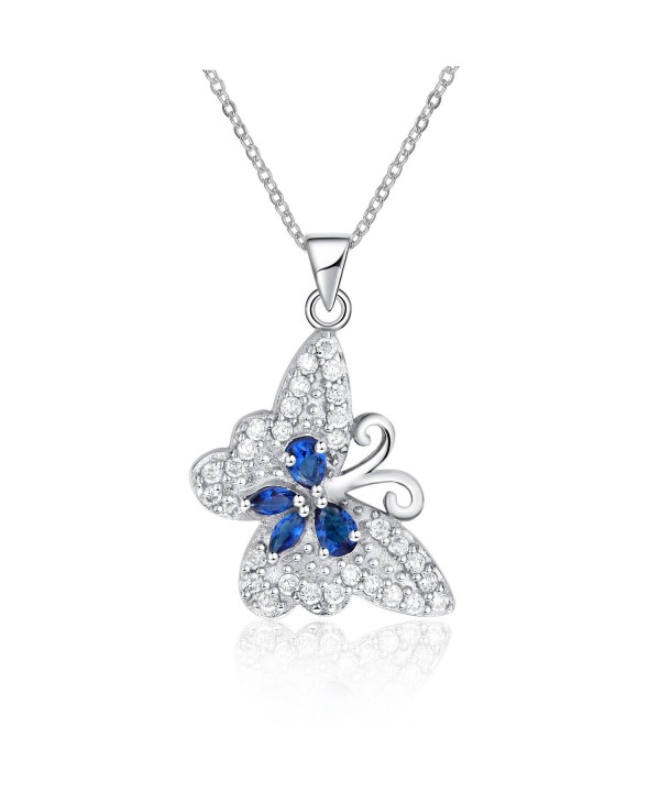 Sterling Simulated Butterfly Necklace PSXF1148SVR_CZ