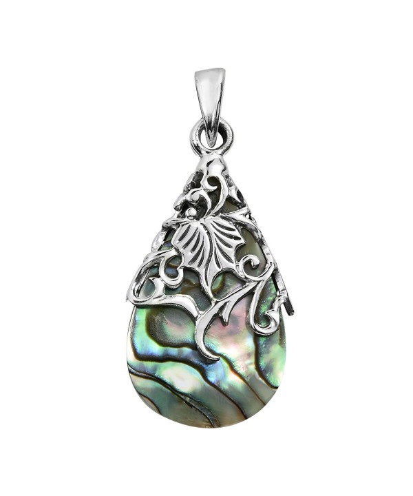 Vintage Adorned Abalone Teardrop Sterling