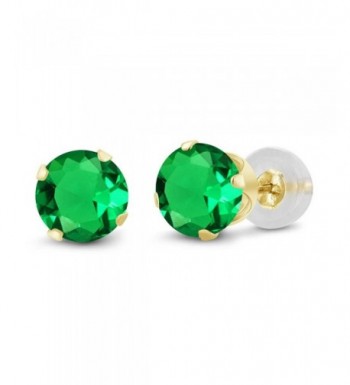 Round Green Emerald Yellow Earrings