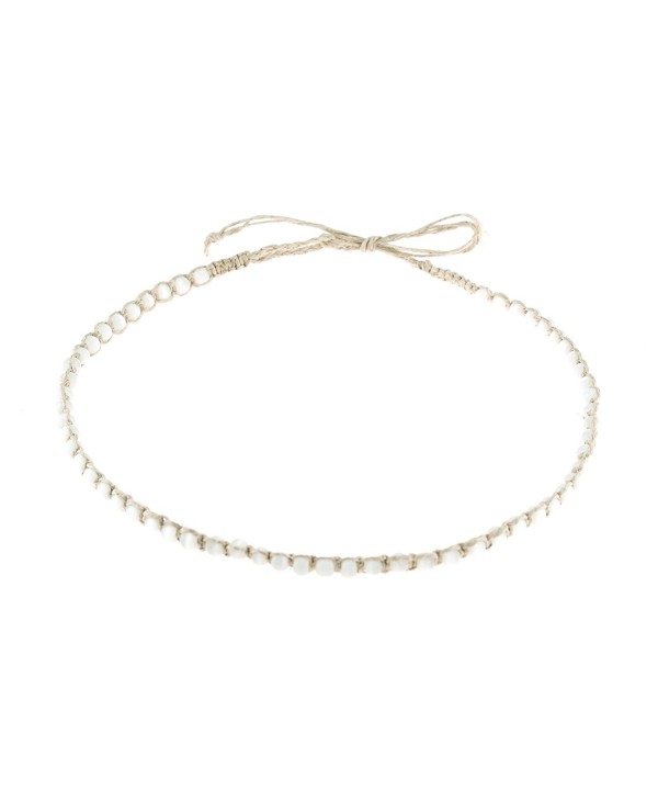 Hemp Macrame Choker Necklace White