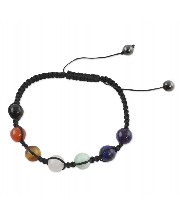 NOVICA Multi Gemstone Adjustable Bracelet Well Being