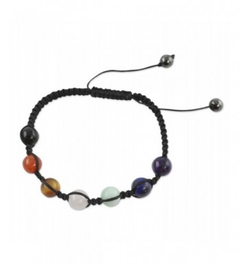 NOVICA Multi Gemstone Adjustable Bracelet Well Being