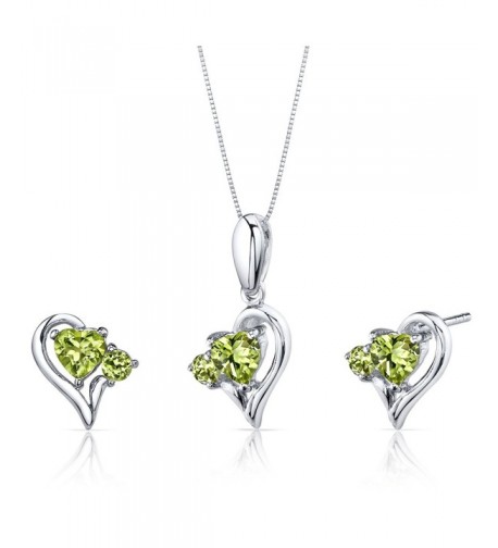 Peridot Pendant Earrings Necklace Sterling