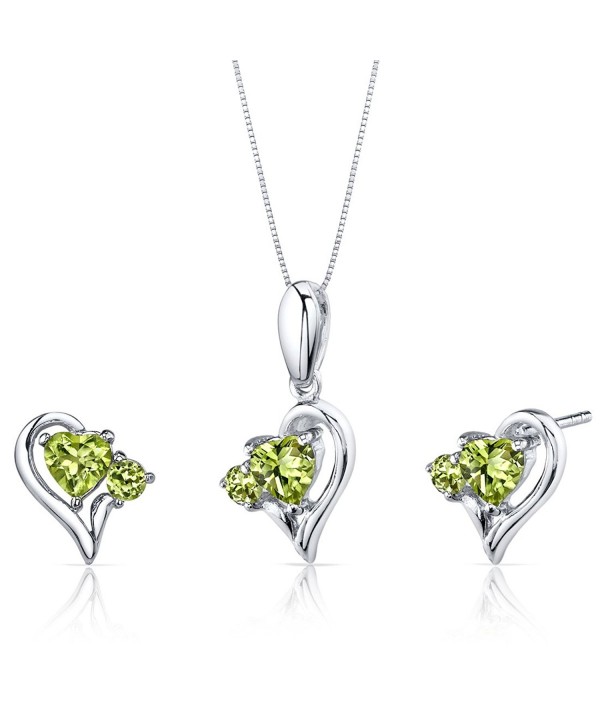 Peridot Pendant Earrings Necklace Sterling