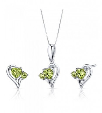 Peridot Pendant Earrings Necklace Sterling