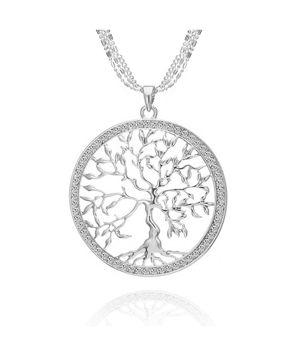 Classy Silver Crystal Pendant Necklace