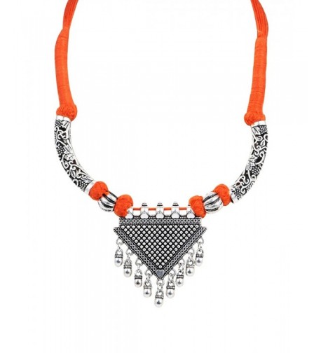 Sansar India Oxidized Triangle Necklace