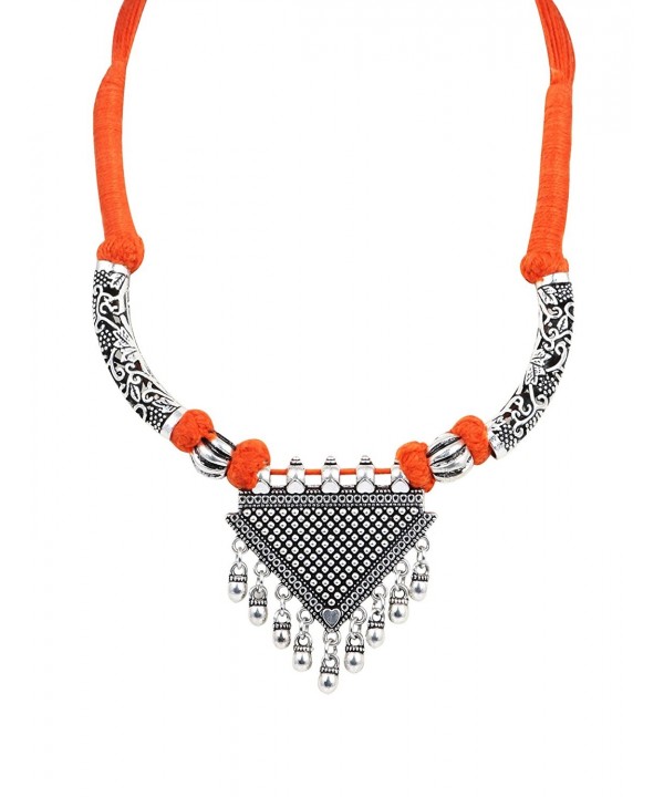 Sansar India Oxidized Triangle Necklace