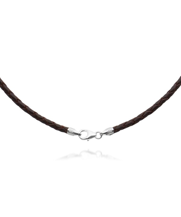 Braided Leather Necklace Choker Sterling
