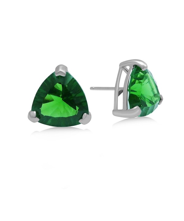 Helenite Triangle Gemstone Stud Earrings