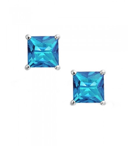 Solitaire Princess Simulated Blue Sterling