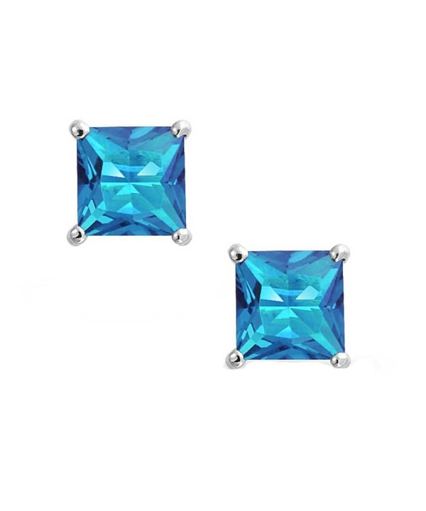 Solitaire Princess Simulated Blue Sterling