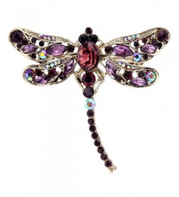 EVER FAITH Gold Tone Rhinestone Dragonfly