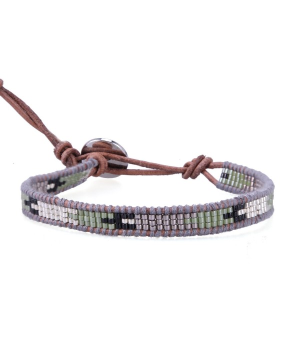 KELITCH Beaded Handmade Leather Bracelet