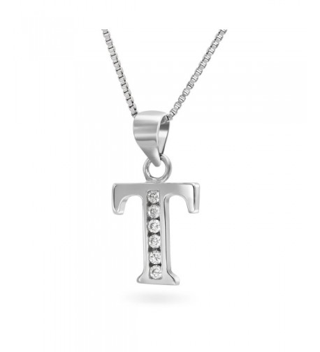 Sterling Zirconia Initial Pendant Necklace