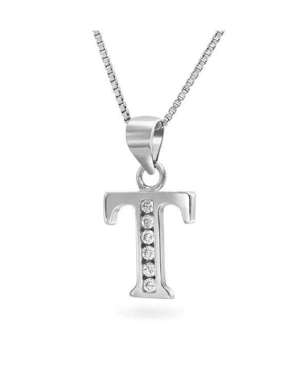 Solid 925 Sterling Silver Initial T Pendant