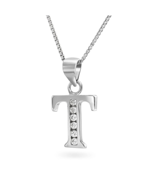 Sterling Zirconia Initial Pendant Necklace