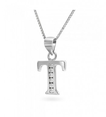 Sterling Zirconia Initial Pendant Necklace