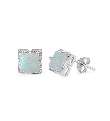 Earring Princess Square Created Sterling