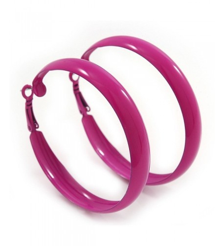 Medium Fuchsia Enamel Hoop Earrings